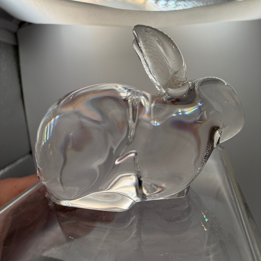 Hadeland Crystal Rabbit Figurine Small Clear Glass Norway Art Deco Excellent